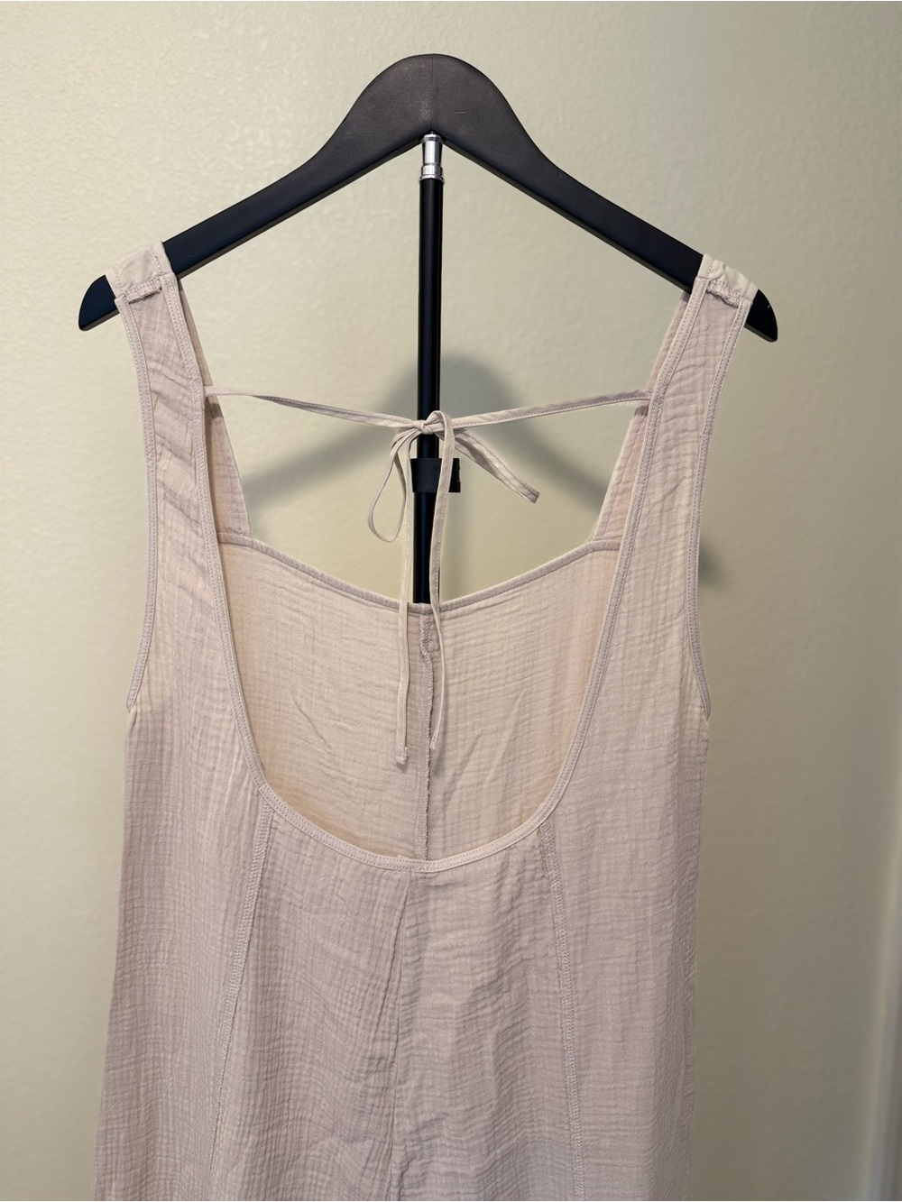 Zenana Set - Beige Gauze Jumpsuit, and Green Brami - S/M/L - Picture 13 of 15